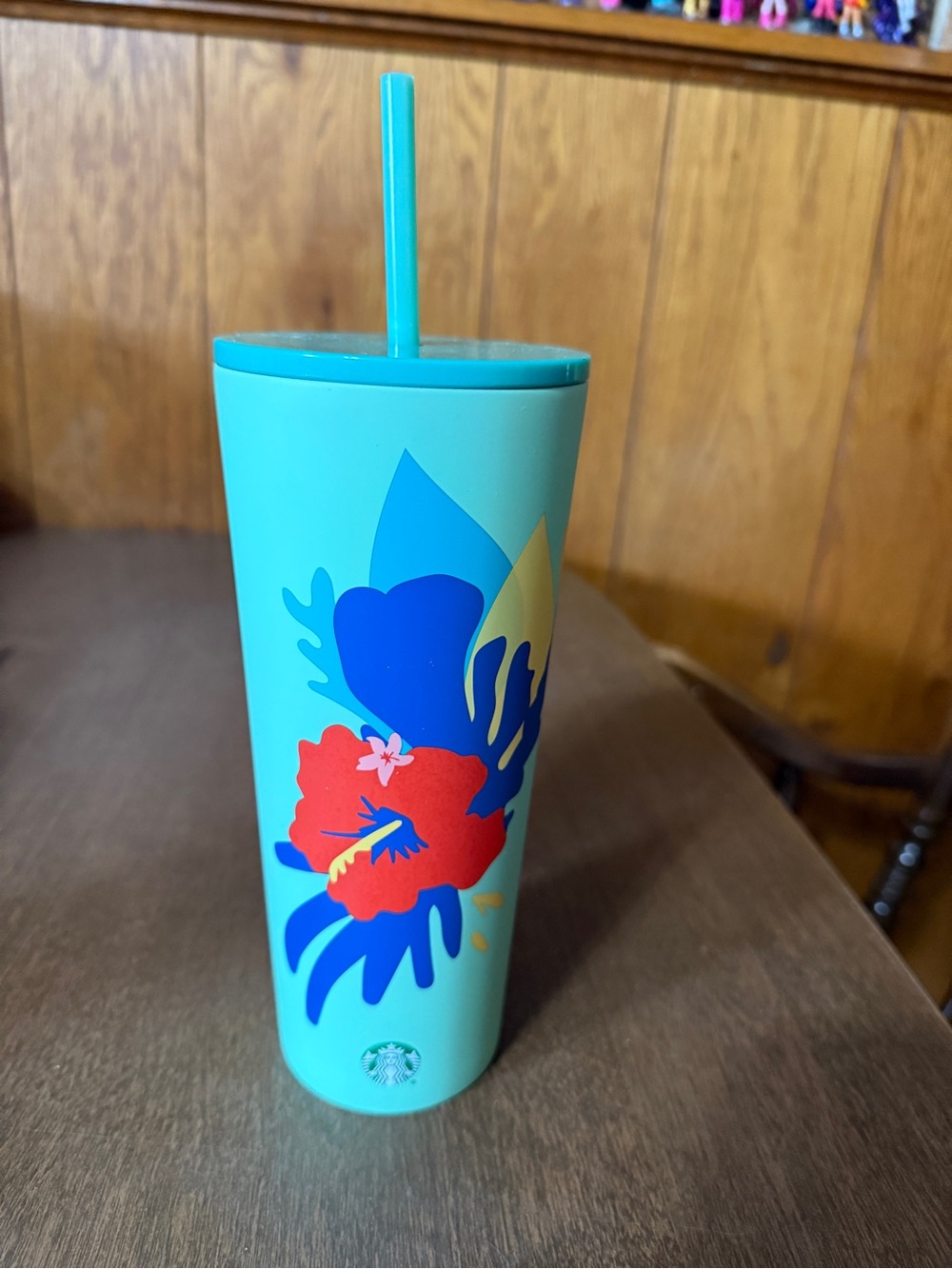 Starbucks 2020 Tumbler Hibiscus Stainless Venti 24oz Mint Teal Cold Cup READ